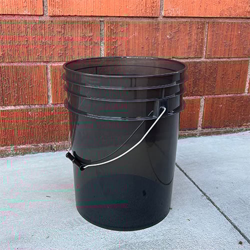 Plastic Pail Translucent Black Bucket 5 Gallon Pack of 6