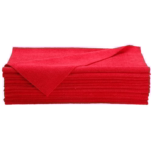 16"x16" Microfiber Basic Edgeless Towel 380 GSM Red (240 pcs/cs)